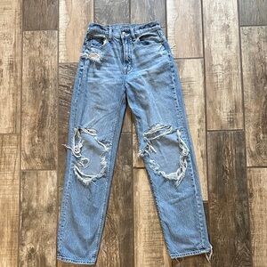 American Eagle Outfitters Light Blue Distressed Straight Leg Jeans